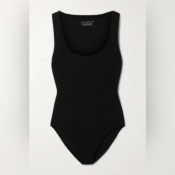 GOOD AMERICAN Feel Good ribbed cotton-blend bodysuit - Picture 1 of 4